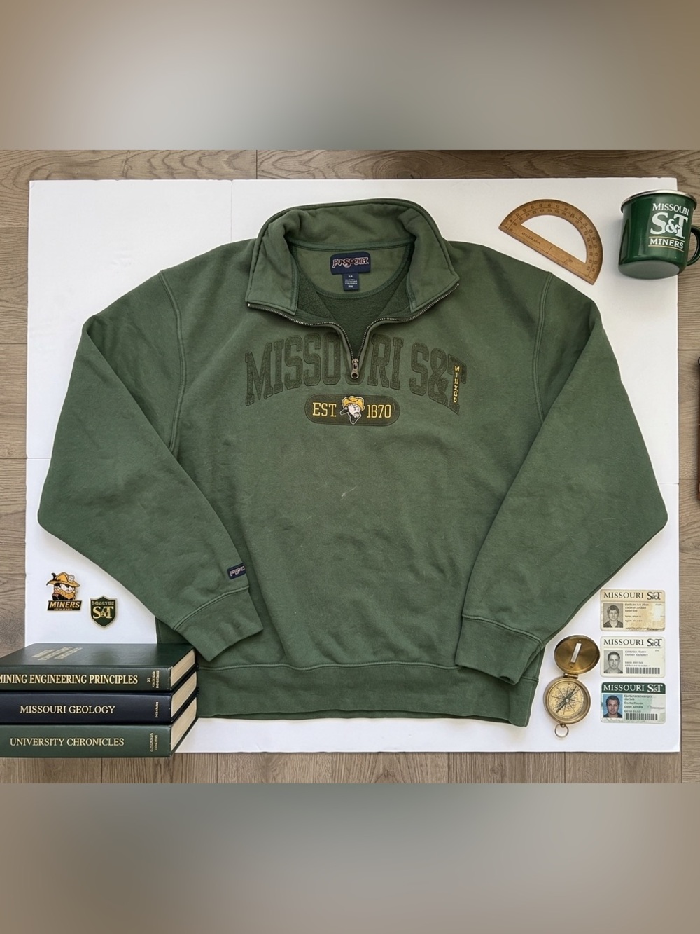 Missouri S&T Miners JanSport Quarter Zip Pullover Sweatshirt Forest Green 2XL